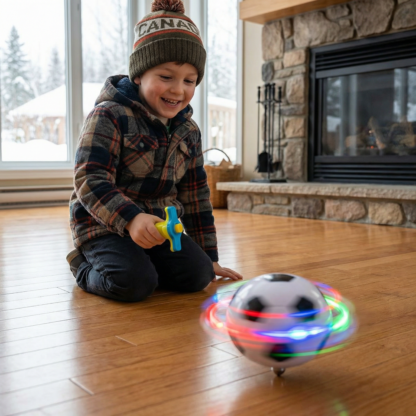 Glowing LED Soccer Spinning Top