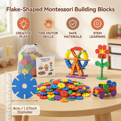 Flake-Shaped Montessori Building Blocks