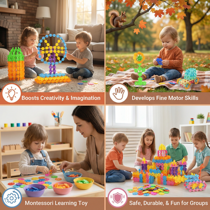 Flake-Shaped Montessori Building Blocks