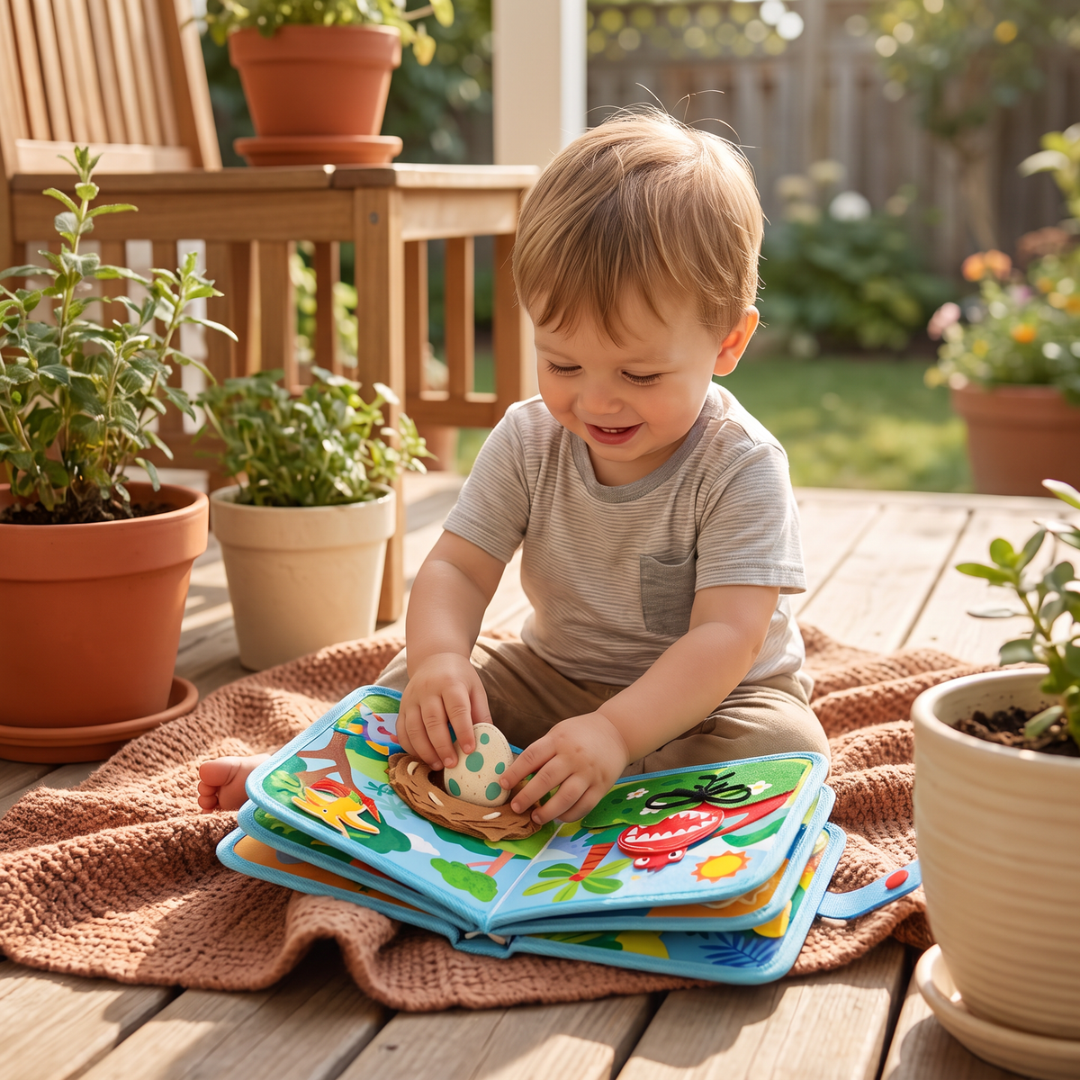 8-in-1 Montessori Dinosaur Busy Board Activity Book for Toddlers