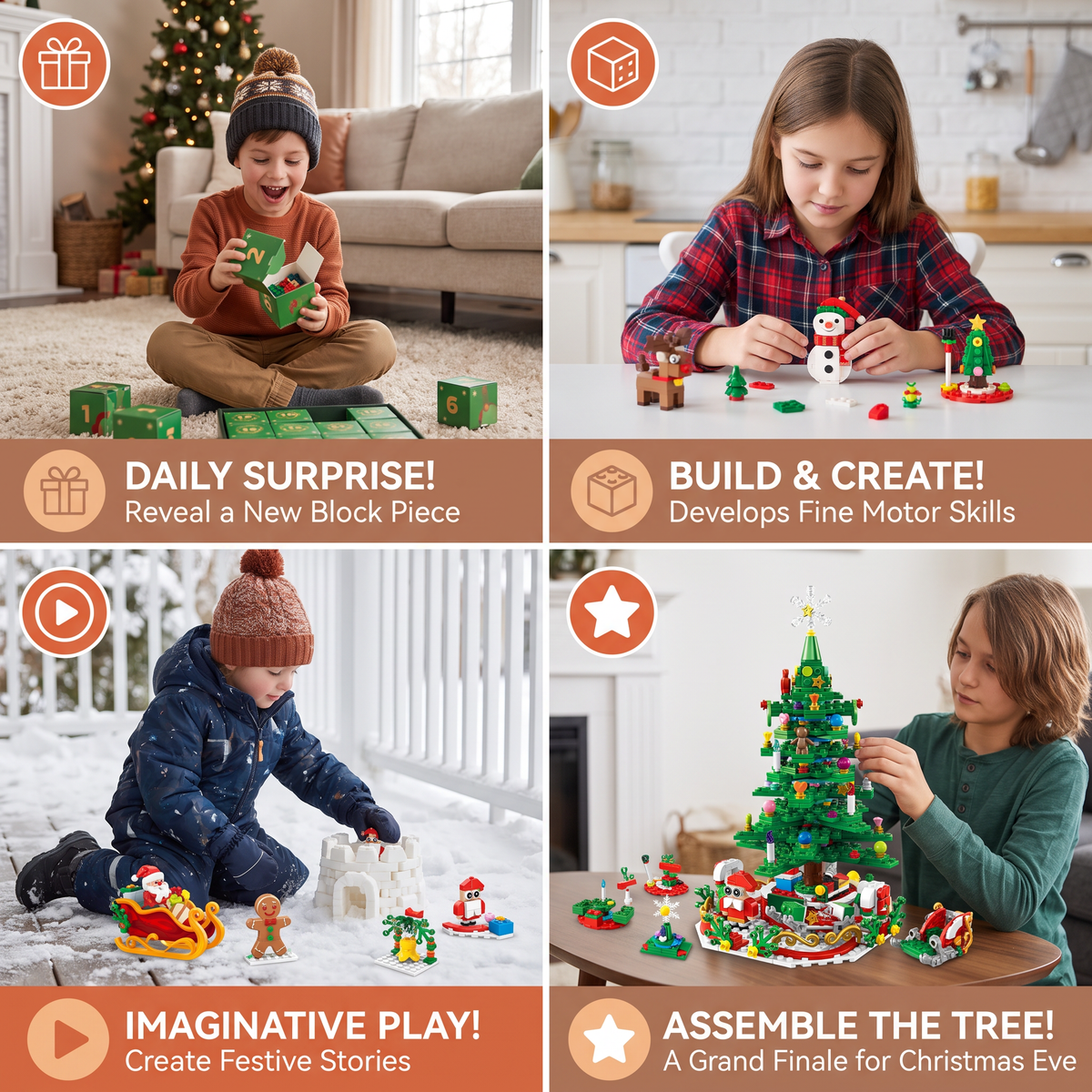 Christmas Tree Building Blocks Advent Calendar for Kids