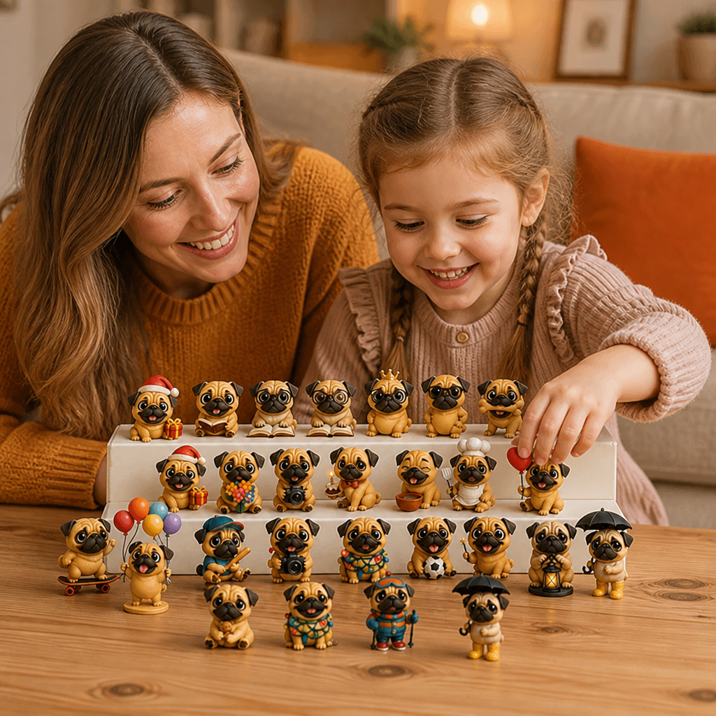 24-Day Pug Advent Calendar with Surprise Figurines
