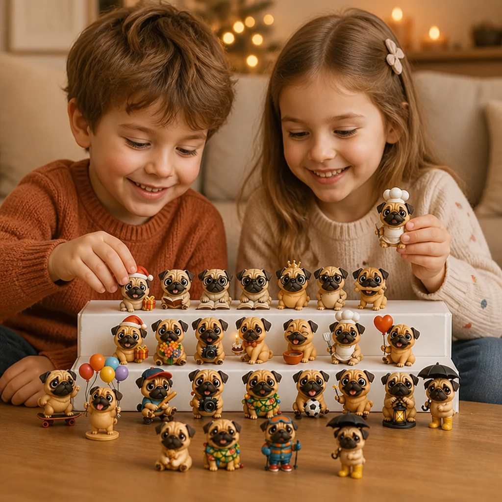 24-Day Pug Advent Calendar with Surprise Figurines