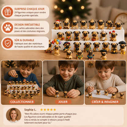 24-Day Pug Advent Calendar with Surprise Figurines