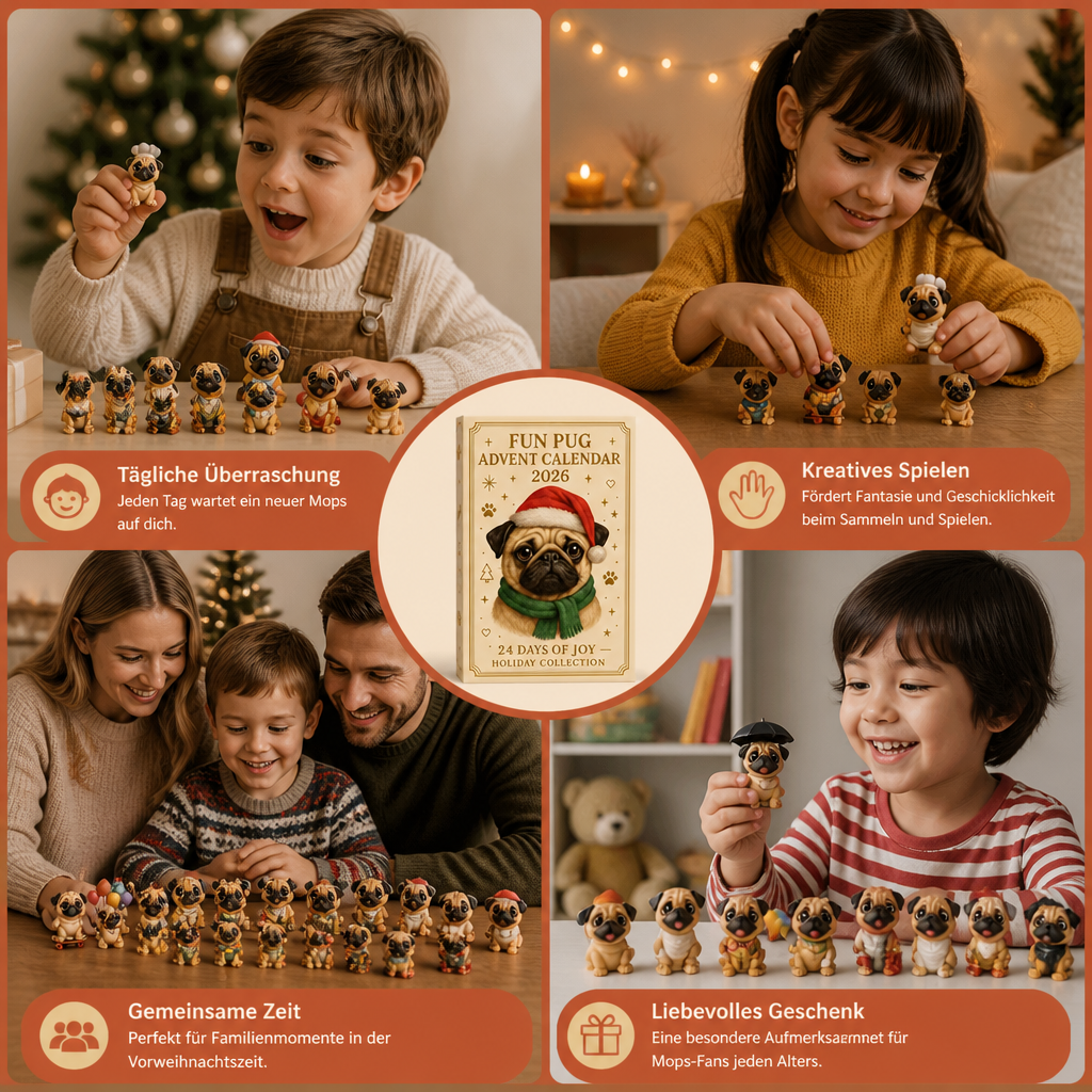 24-Day Pug Advent Calendar with Surprise Figurines