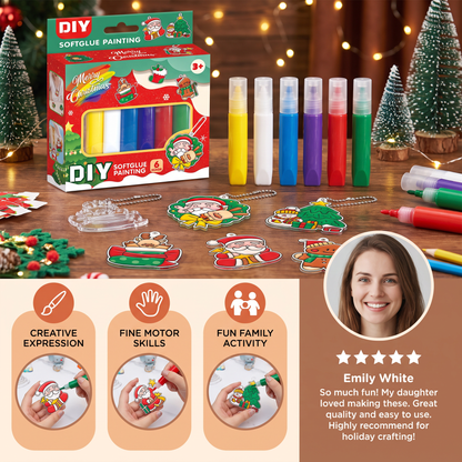 DIY Christmas No-Bake Glue Painting Ornament Craft Kit for Kids