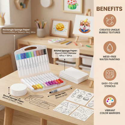 Creative Sponge Painting Art Set for Kids – DIY Bubble Effect Craft Kit