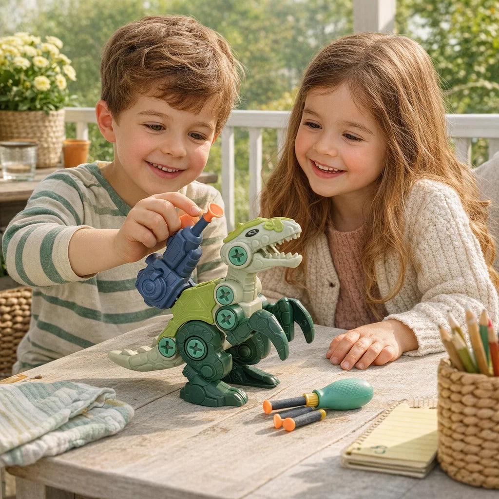 Dinosaur Screw Toy Set with Suction Cup Cannon