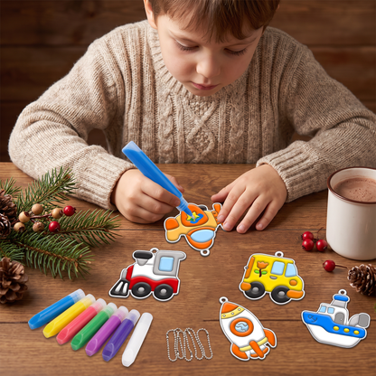 DIY Christmas No-Bake Glue Painting Ornament Craft Kit for Kids