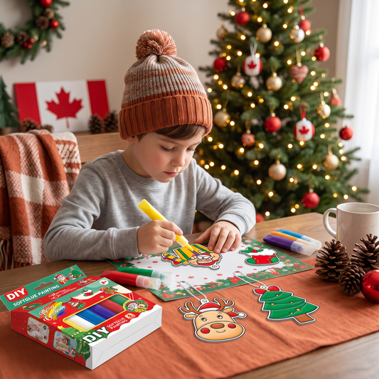 DIY Christmas No-Bake Glue Painting Ornament Craft Kit for Kids